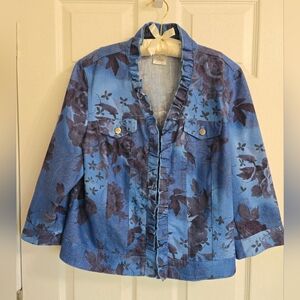 Olivia & Martin Floral Print Blue Denim Jacket . Excellent Condition Looks New